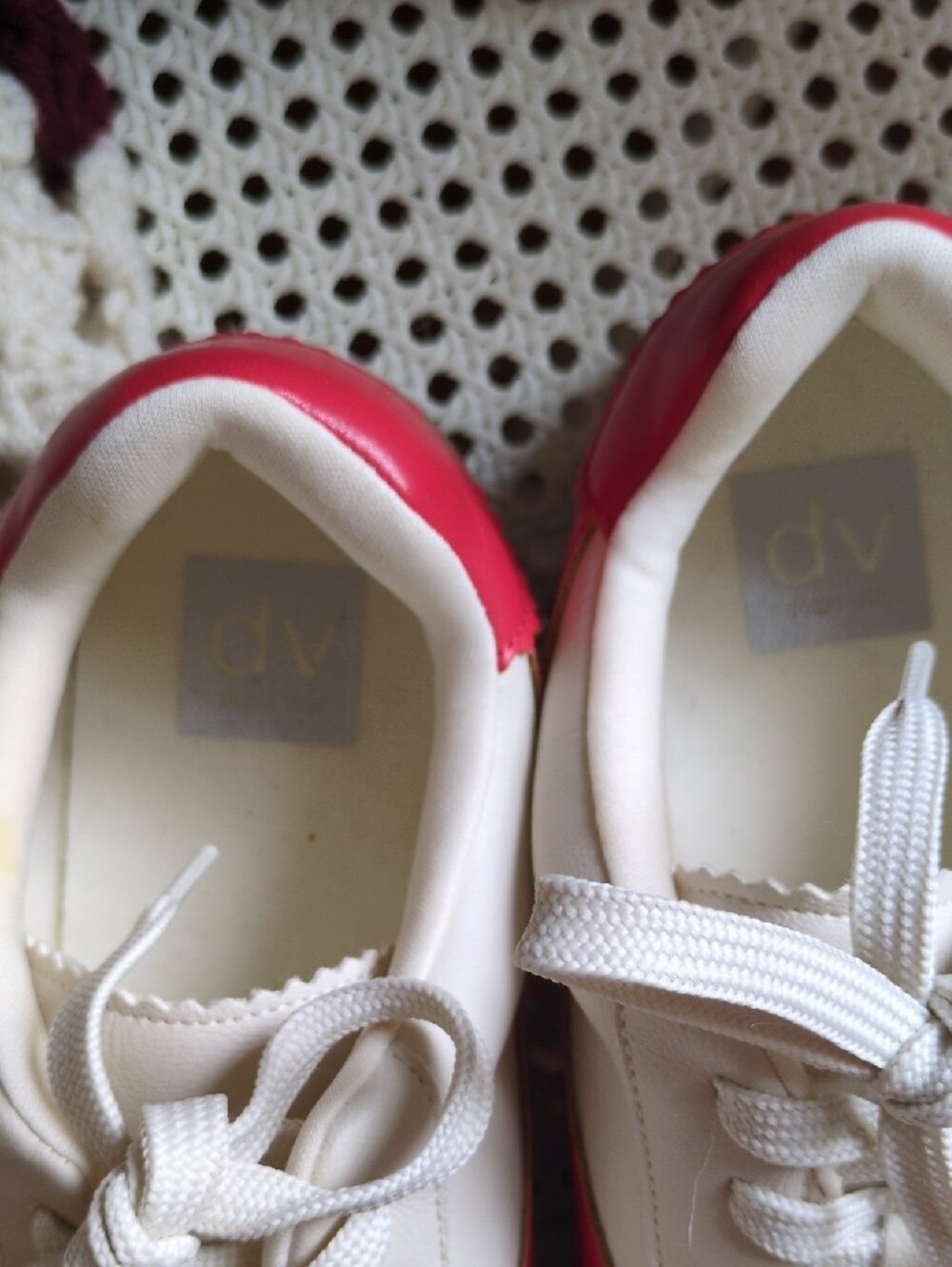 Dolce Vita Cream and Red Low-Top Sneakers - Picture 2 of 4